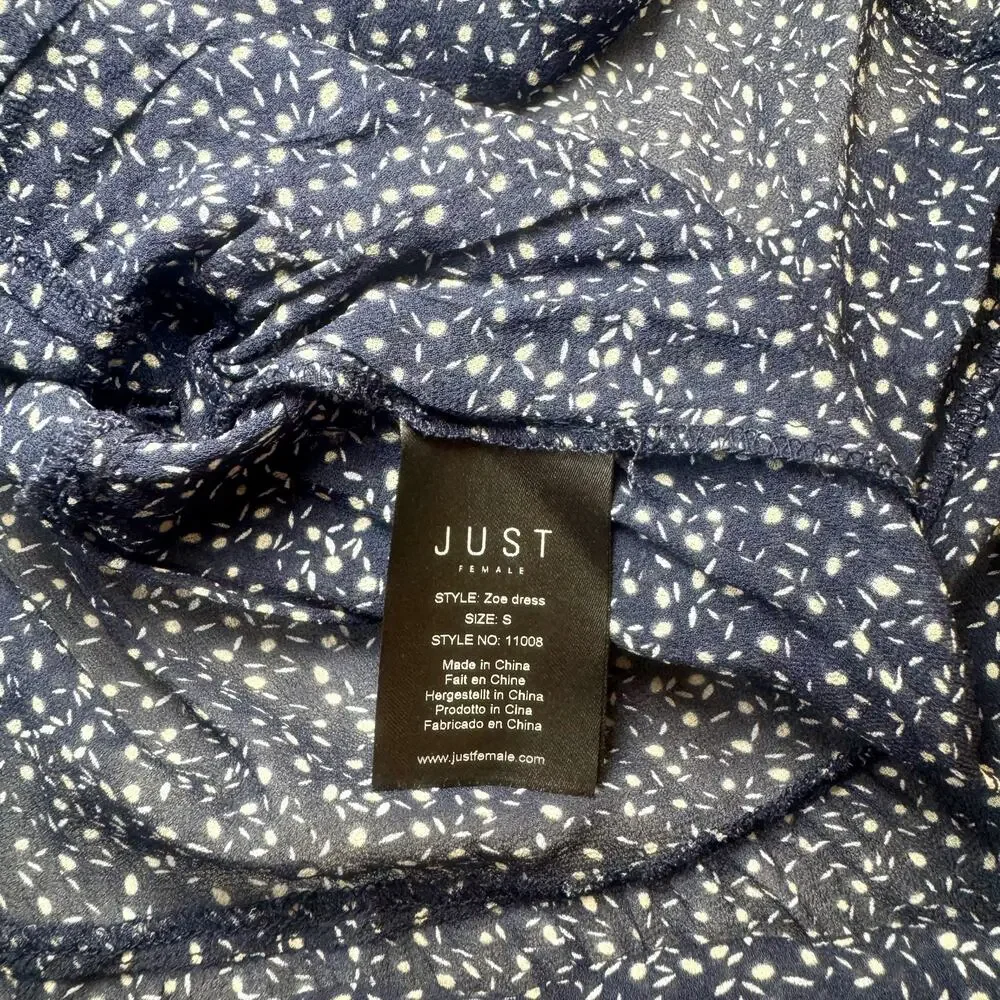 JUST Female Zoe Midi Dress Navy Floral Women's Small Peasant Scandi Boho Indie - Picture 16 of 16